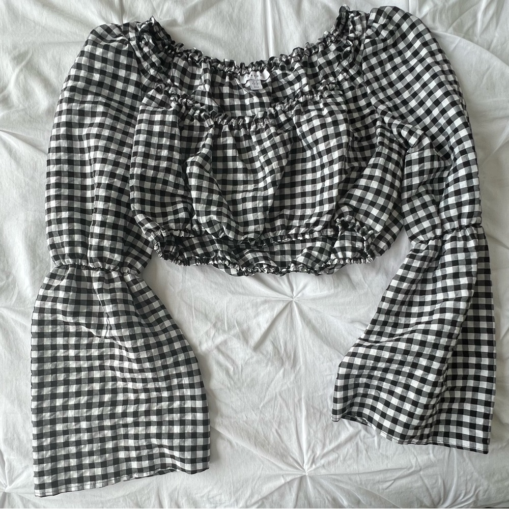 Top Shop Flare Sleeved Crop Top Size 10